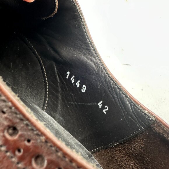 Russell & Bromley Men Size EU 42 US 8.5 Brown Leather Wingtip Oxford Dress Shoes - Picture 10 of 12